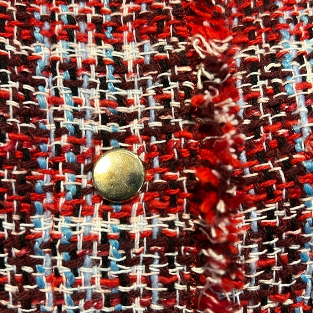 C&A Red Multicoloured Tweed European‎ Jacket Shacket Size EU 36 US M/L - Picture 8 of 16